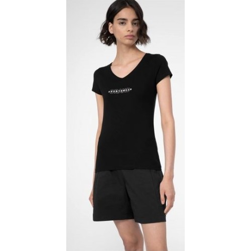 4F W TSHIRT DEEP BLACK ΜΑΥΡΟ/ΛΕΥΚΟ