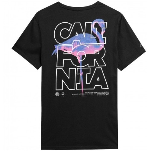 4F MEN'S REGULAR T-SHIRT WITH PRINT ΜΑΥΡΟ