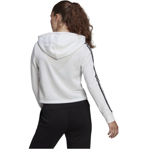 ADIDAS W 3-STRIPES CROPPED HOODIE ΑΣΠΡΟ/ΜΑΥΡΟ