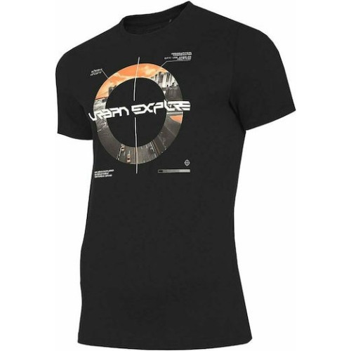 4F MEN'S T-SHIRT  ΜΑΥΡΟ