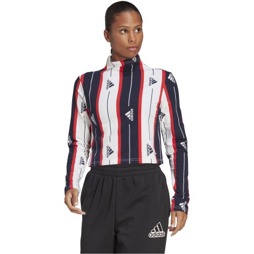 ADIDAS W BLU Q4 LS T ΑΣΠΡΟ/ΜΠΛΕ