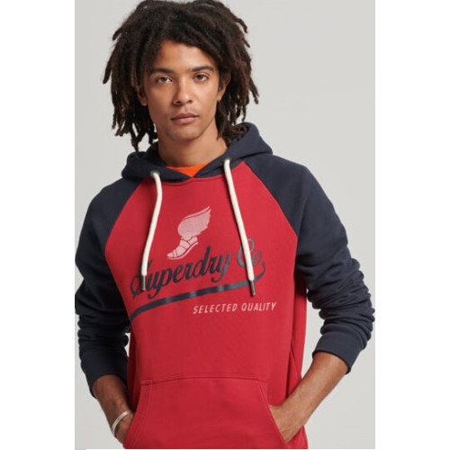 SUPERDRY VINTAGE ACHILLES RAGLAN HOOD ΚΟΚΚΙΝΟ