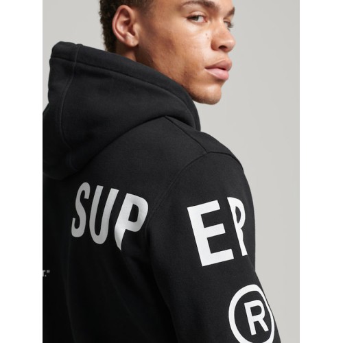 SUPERDRY CODE CL STACKED HOOD ΜΑΥΡΟ