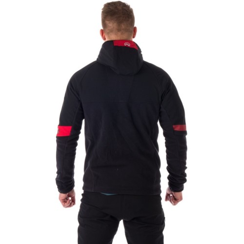 NORTHFINDER BAYLOR MEN'S FLEECE OUTDOOR HOOD SWEATER NORTHPOLAR ΜΑΥΡΟ/ΚΟΚΚΙΝΟ