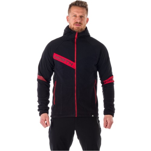 NORTHFINDER BAYLOR MEN'S FLEECE OUTDOOR HOOD SWEATER NORTHPOLAR ΜΑΥΡΟ/ΚΟΚΚΙΝΟ